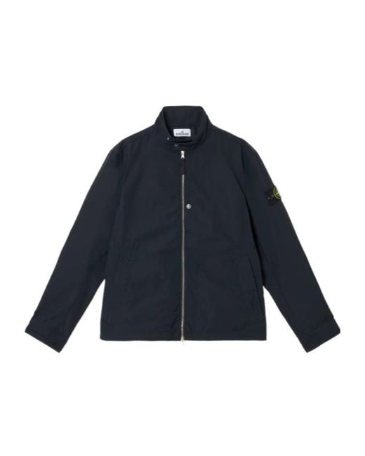 Stone Island Blue Logo-Patch Zipped Jacket for men