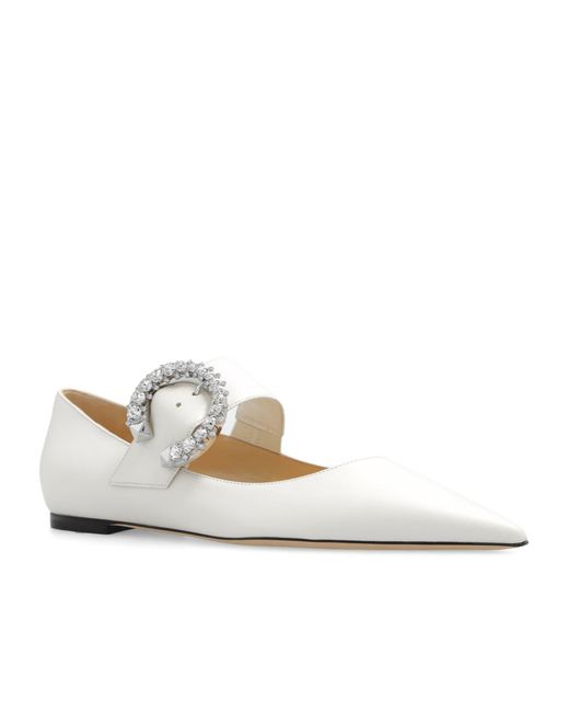 Jimmy Choo White Melva Pointed Toe Ballerina Shoes