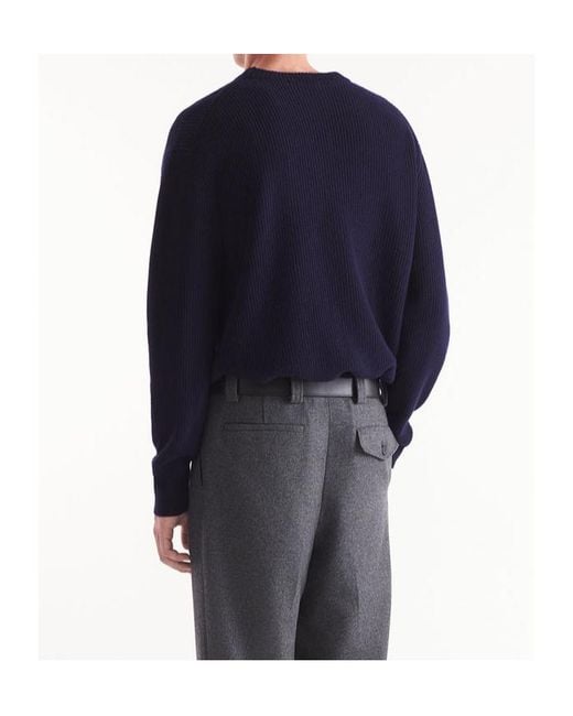 Maison Kitsuné Blue Maison Kitsuné Fox Patch Knitted Jumper for men
