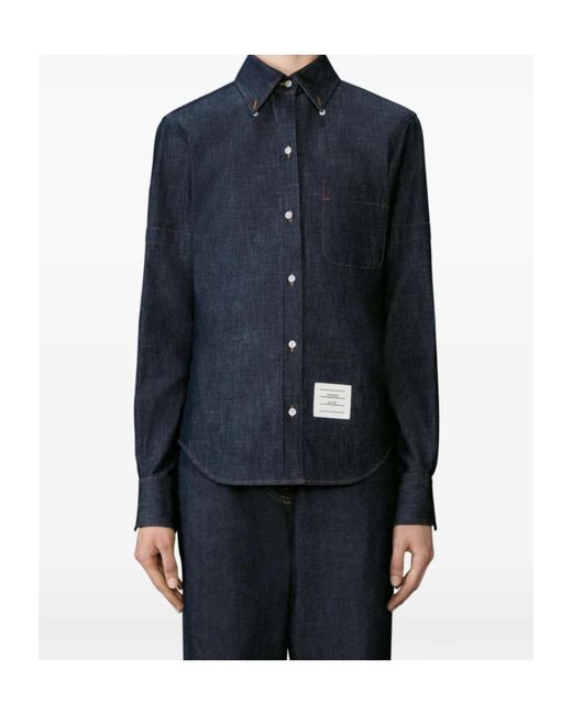 Thom Browne Blue Long-Sleeved Denim Shirt