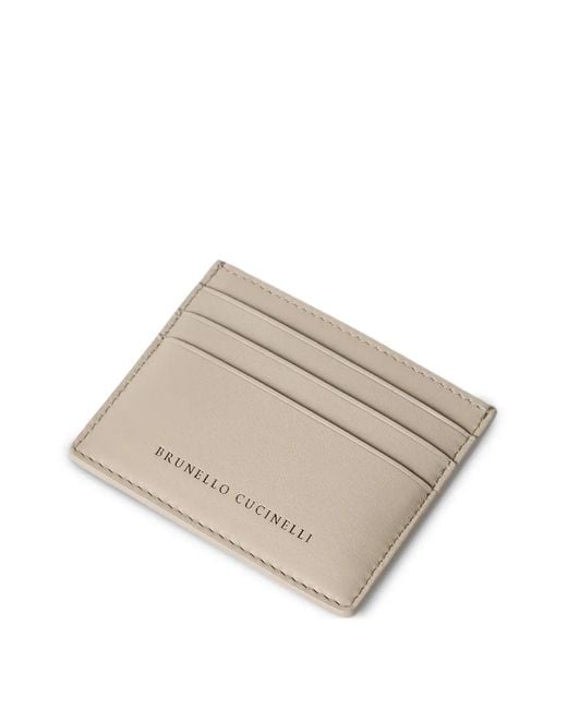 Brunello Cucinelli Natural Logo-Stamp Cardholder