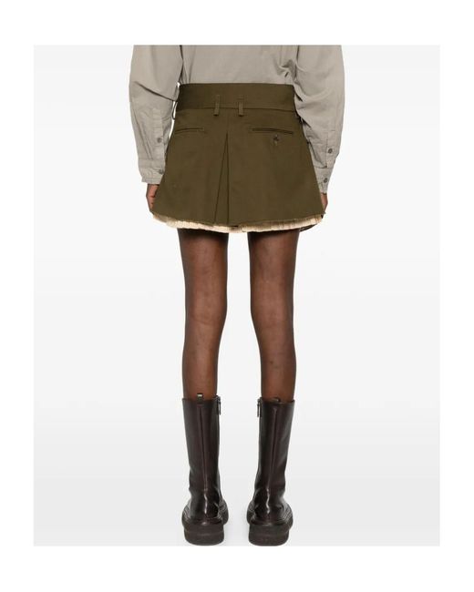 R13 Green Pleated Mini Skirt