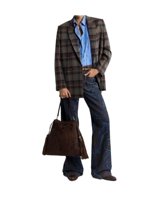 Etro Blue Wide-Leg Jeans