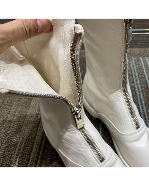 Guidi Natural Zip-Front Calf-Length Boots