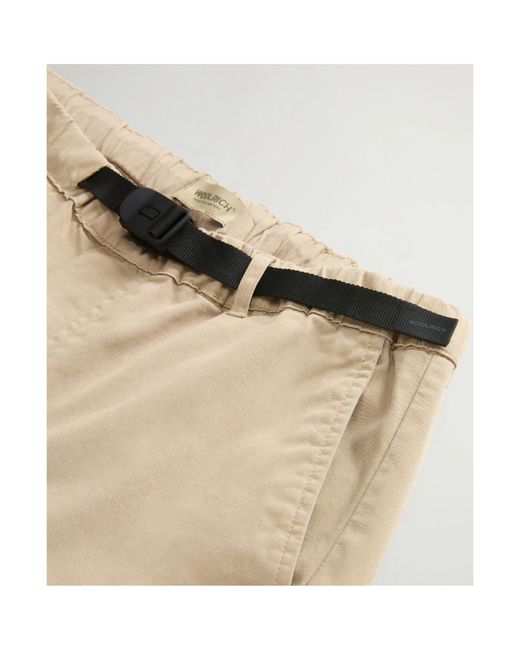 Woolrich Natural Belted Cargo Trousers for men