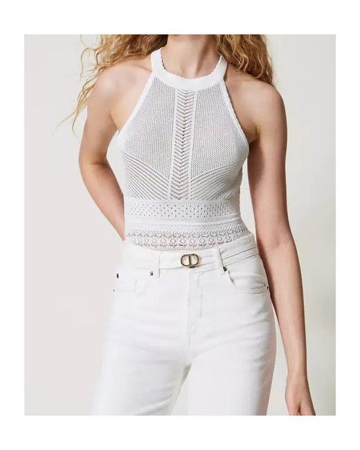 Twinset White Knitted Bodysuit