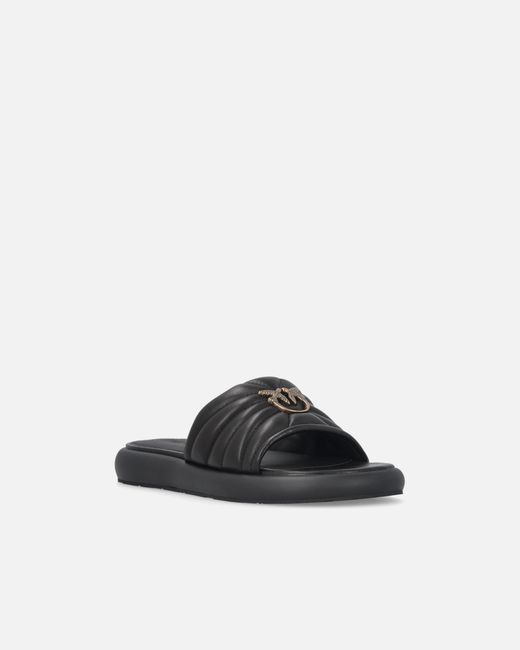 Pinko Black Fiona 03 Logo Appliqué Slippers