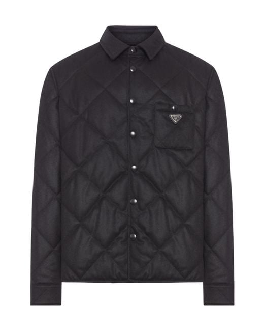 Prada Black Padded Cashmere Shirt for men