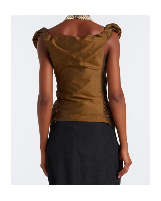 Vivienne Westwood Brown Ginnie Off-Shoulder Twill Top