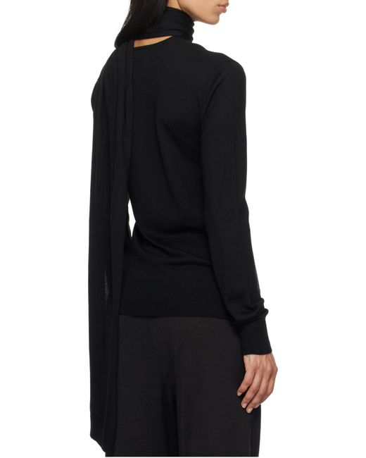 Totême Black Totme Scarf Detailed Long-Sleeved Jumper