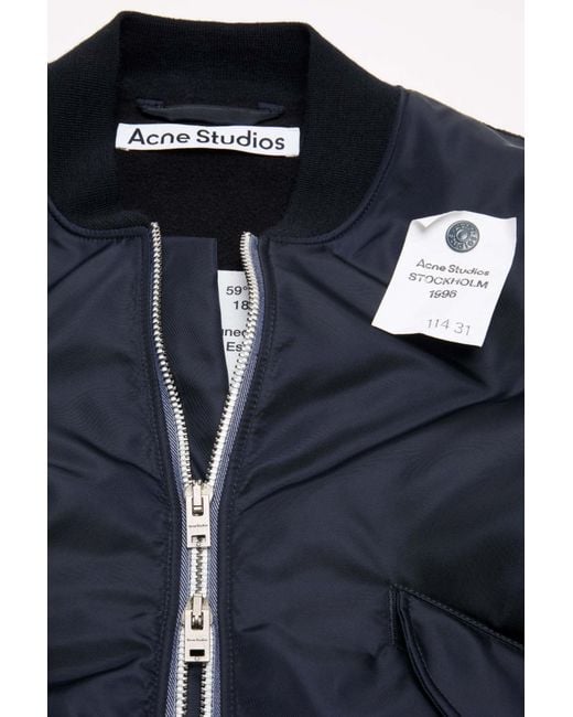 Acne Blue Nylon Bomber Jacket for men