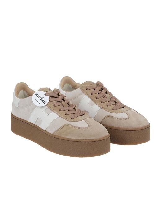 Hogan Brown Platform Leather Sneakers