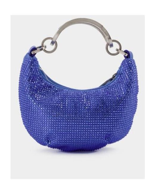 Off-White c/o Virgil Abloh Blue Embellished Logo Detailed Clutch Bag