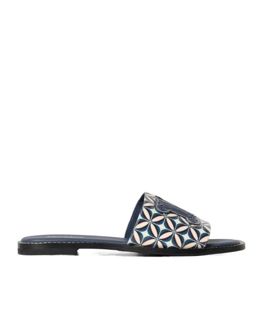 Max Mara White Dovere Patterned Flat Sandals