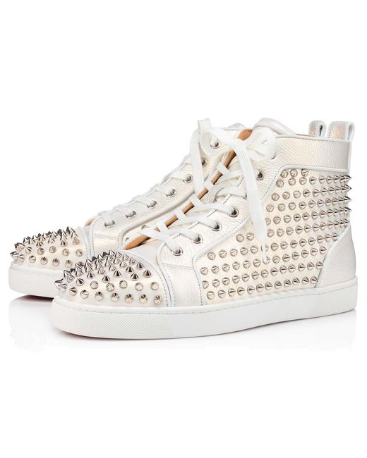 Christian Louboutin Natural Rivet Logo High-Top Casual Sneakers for men
