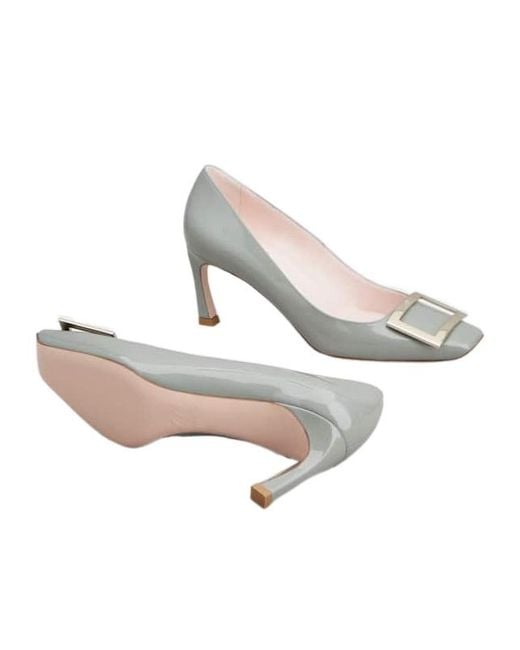 Roger Vivier White Trompette Buckle Pumps