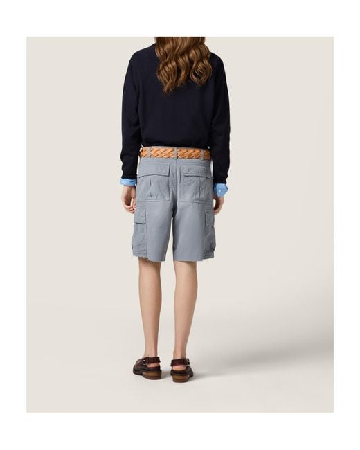 Miu Miu Gray Logo-Detailed Cargo Shorts