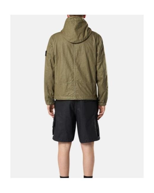 Stone Island Green Logo Patch Hooded Jacket for men