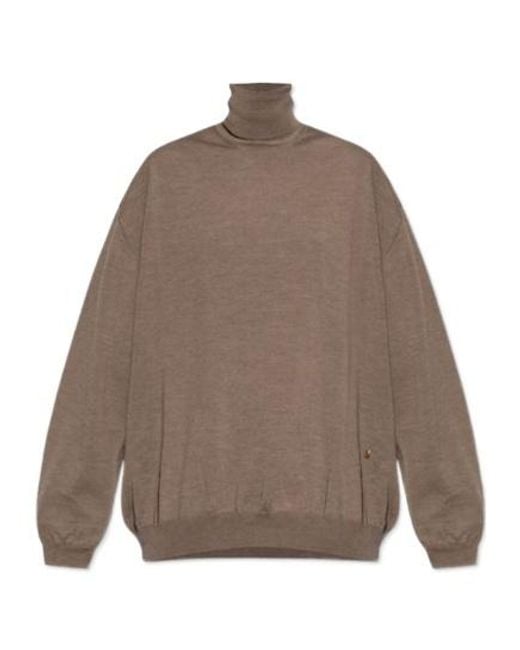 Moschino Brown M Plaque Turtleneck Jumper