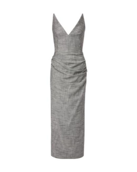 Maticevski Gray Saucy Minx Cotton Midi Dress