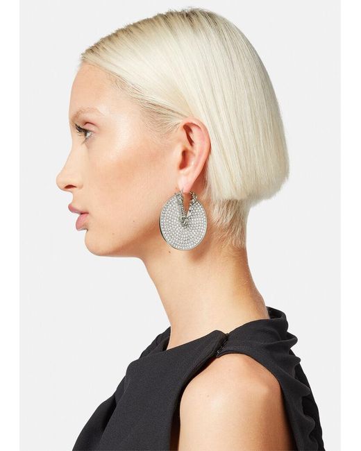 Versace White Rhinestone Round Earrings