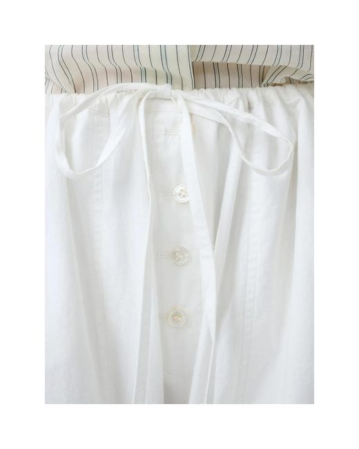 Studio Nicholson White Drawstring Waist Casual Pants