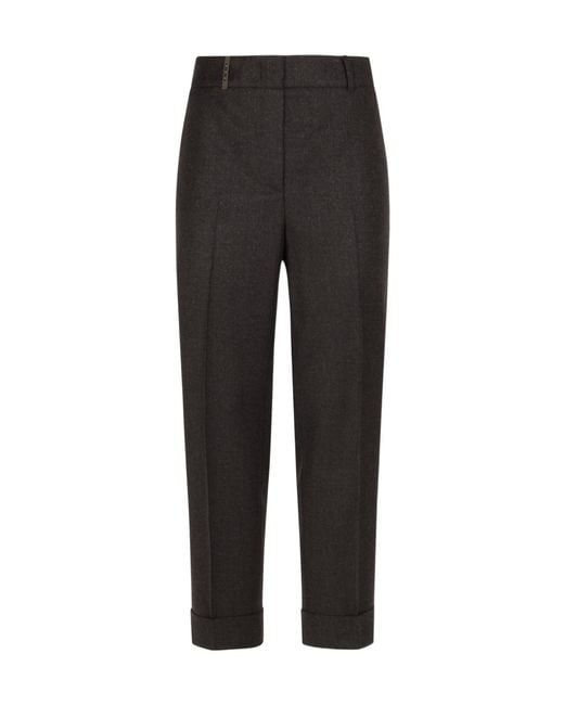 Peserico Black Cuffed Straight-Leg Pants