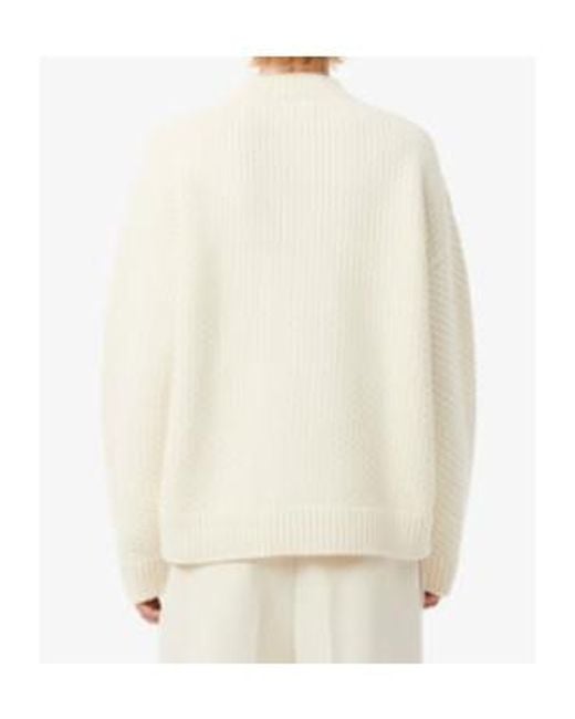 Lacoste White Runway Embroidered Badge Wool Sweater for men