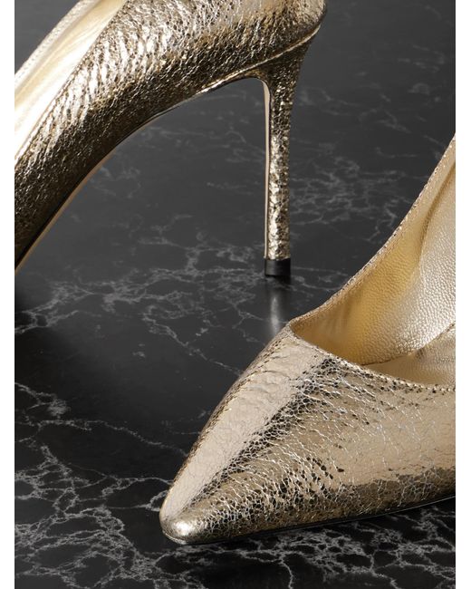 Jimmy Choo Romy Metallic Pleated High Heels
