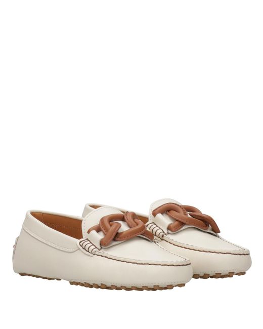 Tod's White Logo Detailed Slip-On Loafers