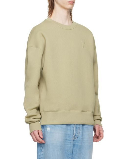 AMI Natural Ami De Coeur Logo Embossed Crewneck Sweatshirt for men