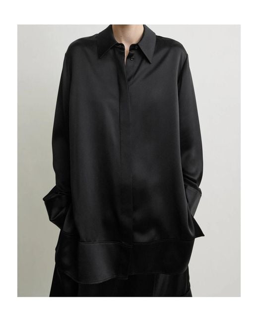 Totême  Black Totême Long-Sleeved Tuxedo Shirt