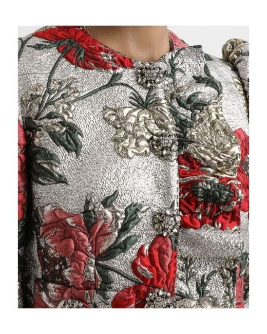 Dolce & Gabbana Red Single-Breasted Floral Jacket