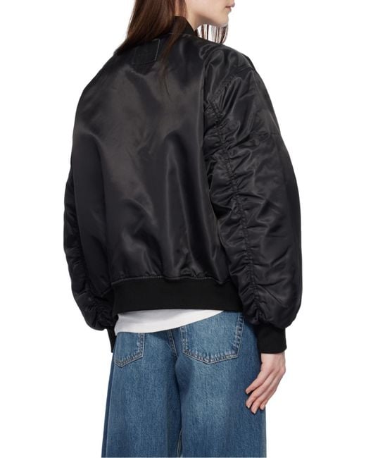 Anine Bing Blue Leon Satin Zipped Bomber Jacket