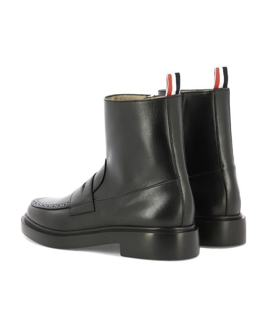 Thom Browne Black Penny Loafer Ankle Boots