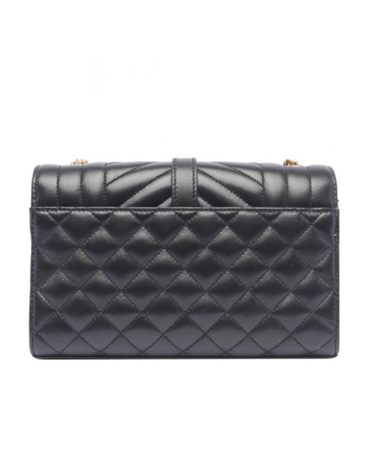 Saint Laurent Gray Envelope Logo Plaque Medium Shoulder Bag
