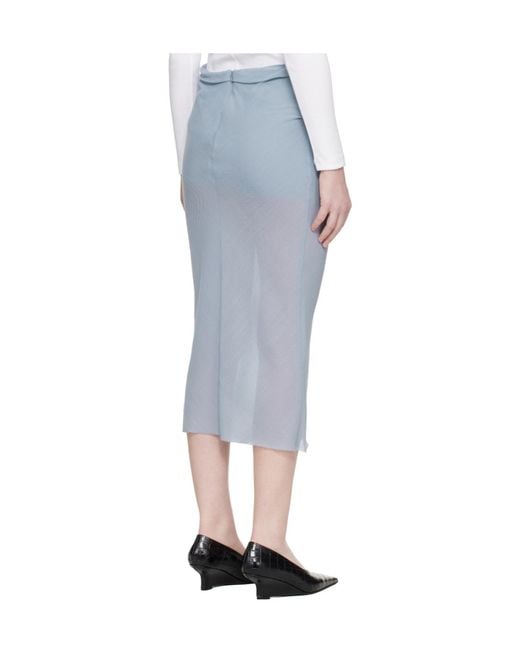 Rier Blue Wool Pleated Midi Skirt