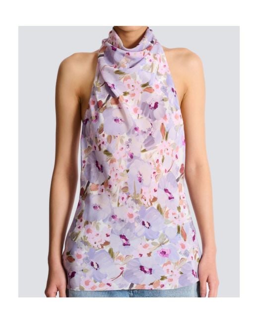 Balmain Purple Floral Halterneck Top