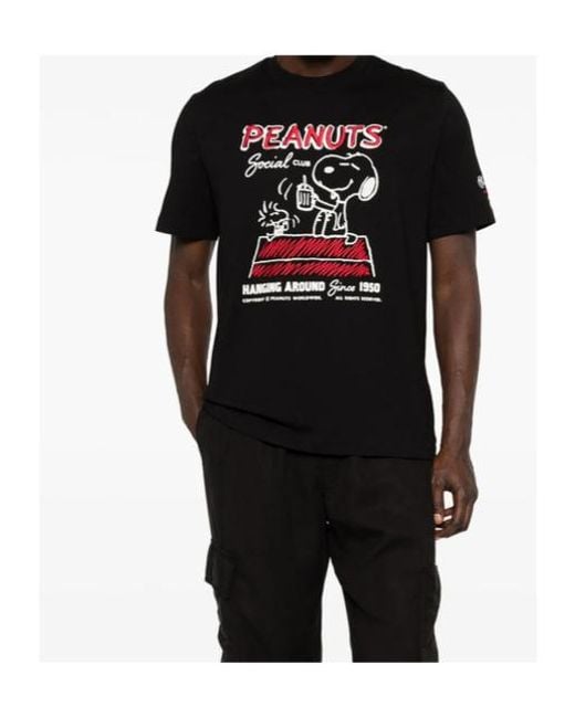 Iceberg Black Peanuts-Embroidered T-Shirt for men