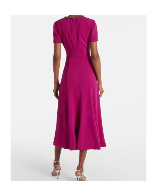Roland Mouret Purple Embellished Cady Midi Dress