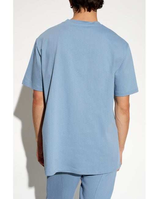 Balmain Blue Logo Embossed Crewneck T-Shirt for men