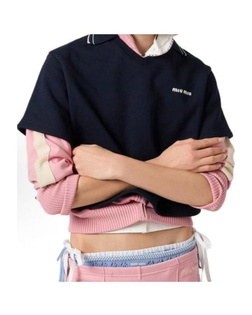Miu Miu Blue Piqué Polo Shirt