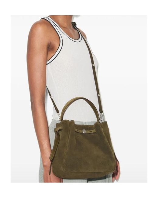 Tory Burch Green Romy Suede Bucket Bag