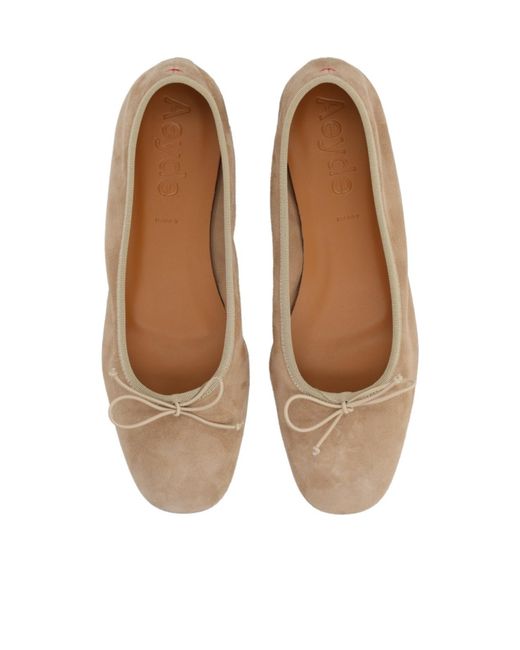 Aeyde Natural Tie-Detail Ballet Flats