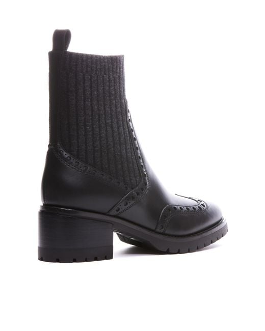 Santoni Black Sock-Style Slip-On Ankle Boots
