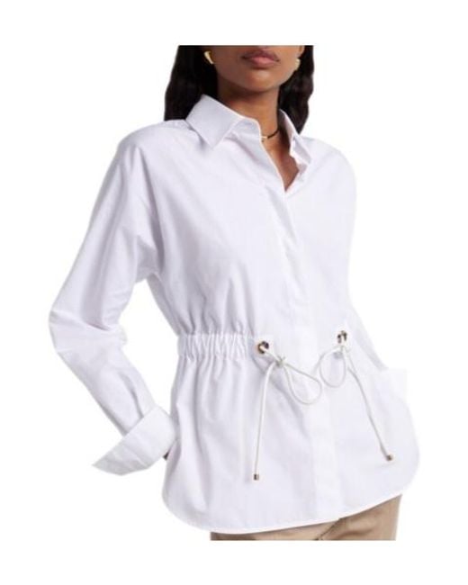 Max Mara White Solid-Color Long-Sleeved Shirt