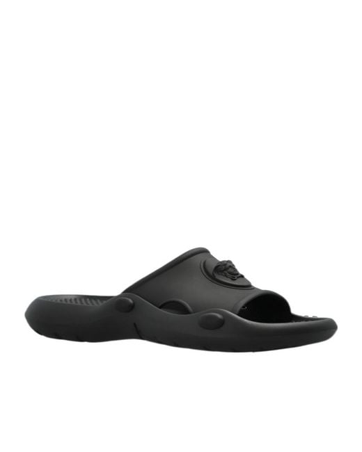Versace Black Medusa-Plaque Slides for men