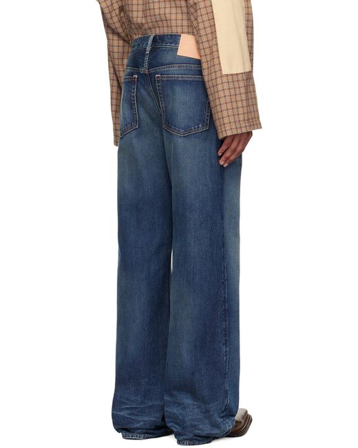 Acne Blue Logo Patch Straight Leg Jeans for men
