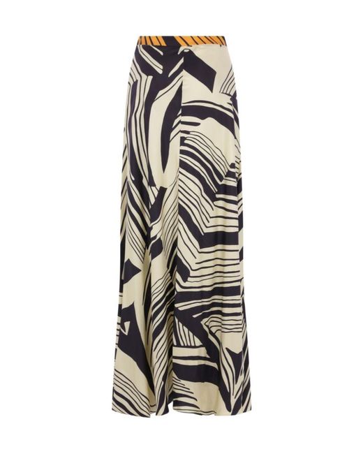 Raquel Diniz White Valerie Patterned Maxi Skirt