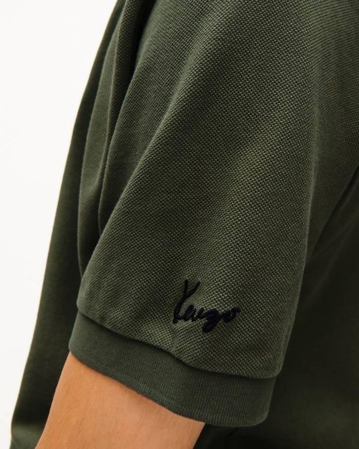 KENZO Green Jumping Tiger' Embroidered Slim Polo for men